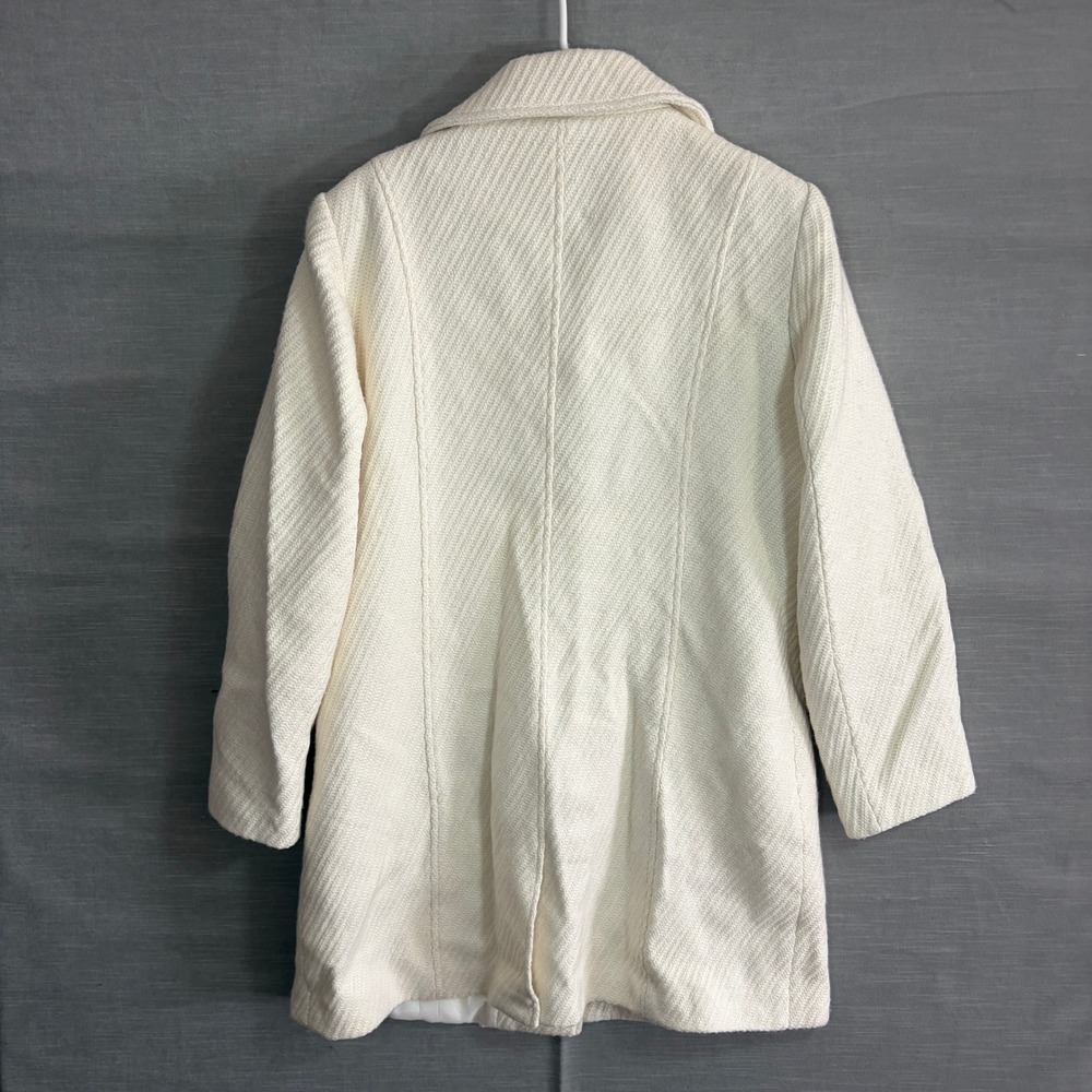 New York & Company Ivory Textured Coat Winter Wedding Y2K Retro Dressy Outerwea - Picture 3 of 10